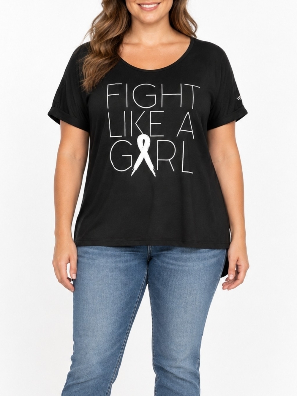 Women’s Black Fight Like a Girl Graphic Tee Size 2X
